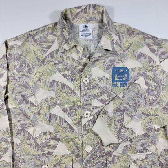 Disney World Spirit Jersey Men's Linen Blend Button Down Hawaiian Shirt LARGE - Picture 2 of 12